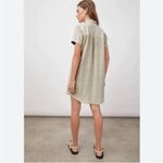 Rails  Valerie Raw Hem Shirt Dress Pistachio Acid Wash Green Tan Distressed Linen Photo 2