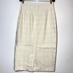 Ralph Lauren Purple Label Pencil Skirt High Waisted Plaid Zip Slip Cream 26" 2 Photo 4