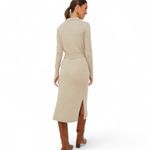 Faherty Jackson Sweater Dress in Oatmeal Heather Cozy Collared Belted Size Large Tan Photo 1