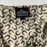 Angie  Women Cream Black Short Sleeve Equestrian Brass Stud‎ Top Horse Small Photo 4