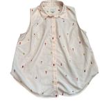 A New Day  Sleeveless Blouse Button Down Cocktails Print Light Pink Size XL Photo 0