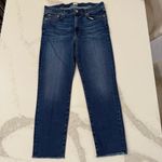 Edwin High Rise Slim Straight Ankle Crop Denim Jeans Raw Hem Womens 31 Blue Wash Photo 3