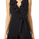 Elizabeth and James  Shnezie Black Wrap Ruffled Romper Womens Size 6 Small Pockets Photo 0