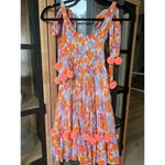 Farm Rio SUNDRESS Pippa Short Dress in Flowers revolve Pom poms Photo 6