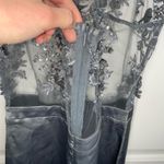 Oh Polly  Elegant Sheer Embroidered Silver Dress Photo 3