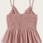 Pink shirred peplum cami tank top Photo 1