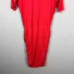Athleta Dress Small Coral Solstice Modal Ruched Stretch Half Sleeve Knee Length Photo 2