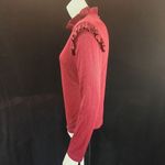 Maroon Ruffle Long Sleeve Ribbed Top (M) Red Size M Photo 3