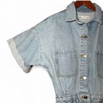 ZARA  Denim Short Sleeve Button Up Romper Photo 7