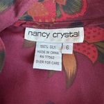 Nancy Crystal Women's Floral Silk Blouse Size 6 Burgundy V Photo 6