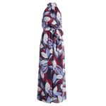 Eliza J  Print Tie Waist Wide Leg Jumpsuit 4 Floral‎ Purple Burgundy High Neck Photo 3