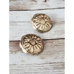 Vintage Clip On Earrings Gold Tone Sunflower Pattern Circle Statement Earrings Photo 1