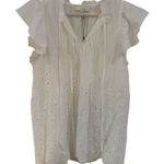 NWOT Pinch medium short flutter sleeve white neck tie blouse Photo 0