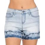 Judy Blue  Ombre Tie Dye Release Hem Denim Stretch Classic Mid Rise Shorts LARGE Photo 1