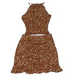 Paper Crane Floral Print Brown Skirt Set(Size Small) Photo 2