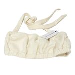 We Wore What  Tie Halter Bra Top Women's Small Cream Ribbed Bandeau Crisscross NEW Photo 1