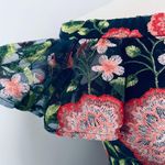 Trina Turk Trina  Navy Blue Floral Embroidery Cocktail Dress Photo 3