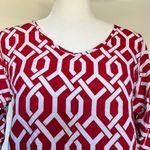 Escapada Pullover Womens Top Size XS Geometric Roll Tab Sleeve V-Neck Americana Photo 1