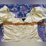 AQUA  V-Neck Ruffled Eyelet Mini Dress Women's Large Yellow Short Flutter Sleeve Photo 2