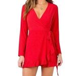 Princess Polly  Agnetha Red Mini Wrap Dress | US 4 Photo 0