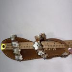 Italian Shoemakers  Size 8 Slide On Floral Flat Sandals Leather Brown Tan Photo 12