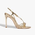 Schutz  Inez Sandal Gold Size 9 Strappy High Heels Metallic Ankle Strap Dressy Photo 12