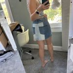 Coco + Jaimeson  Denim Jean Mini Skirt Two-Tone Photo 1