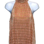 Anthropologie By  Womens Vickie Shimmering Pleated Halter Top Peach Gold Small‎ Photo 0