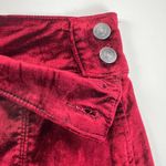 Free People  Crimson Red Velvet Seamed Mini Skirt Rear Zip Button Waist Size 26 Photo 5