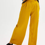 Nine West Mustard Yellow Wide-Leg Trousers Pants Silk Like 16 office casual Photo 0