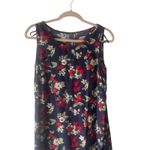 Ease Sport Vintage 90s Women's Size 8 Blue Floral Linen Blend Dress & Cardigan Red Photo 7