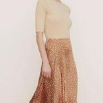 Vince NWT Polka Dot Draped Charmeuse Skirt (Plus Size) 1X, HONEY Photo 1