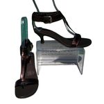 Donald Pliner Expresso Metallic Leather Shoe New Wide Ankle Strap Thong $325 NIB Brown Size 7.5 Photo 2