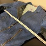 Doma Leather OOAK reworked moto Jacket, blu with animal print and back graphic S Black Photo 11