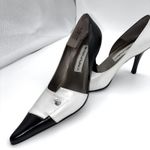 Monzo Franco Womens 6.5M Pandora Two Tone Black White Leather Stilettos Career Size 6.5 Photo 1