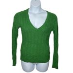 American Eagle Kelly Green V-Neck Cable Knit Sweater Large Vintage Fit Photo 1