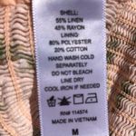 Tropical Palm Tree Square Neck Linen Smocked Beach Mini Dress Tan Cream M Size M Photo 8