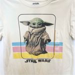 Fifth Sun Star Wars Baby Yoda Graphic Short Sleeve Crop T-shirt Ivory Cream Sz Small NWT Photo 1