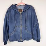 NWT Ruti Relaxed Denim Hooded Jacket Zip Up Slouchy Size Small/ Medium Blue Photo 3