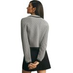 Anthropologie Maeve Preppy Black/White Cropped Plunging Polo Cardigan Size Small Photo 1