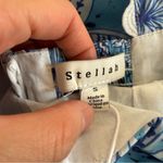 Stellah Blue White Floral Scallop Trim Mink Dress Bow Tie shoulder Small NWT Photo 5