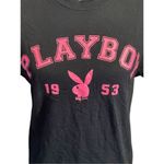 Playboy  Black Short Sleeve T-Shirt with Pink Lettering Crewneck 100% Cotton Size Photo 2