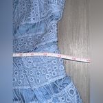 Bebe Light Blue Crochet Lace Cap Sleeve Cotton Coquette Women’s Dress Photo 5