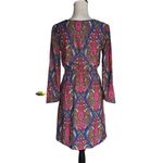 Merona  Blue Pink Paisley Long Sleeve Dress Light Weight Colorful Casual Photo 4