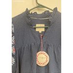 Umgee Blue Seersucker Embroidered Puff Sleeve Dress - Size S Photo 3