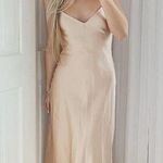 ZARA NWT champagne satin finish pink Elegant open back maxi Slip Dress Photo 0