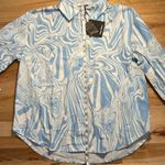 Ena Pelly Sky Marble Bree Women’s Button Up Shirt Photo 8