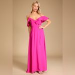 Lulus NWT Sunny Perfection Magenta Ruffled Off-the-Shoulder Wrap Dress Photo 2