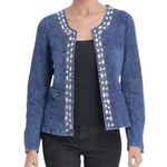 Mengnasai Women's Denim Jacket Diamanté
Embellishment Sleeve Zipper, size XXL Blue Photo 0