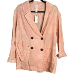 NWT Anthropologie Amadi Kaye Linen Blend Metallic Blazer Lightweight Small‎ Orange Photo 0